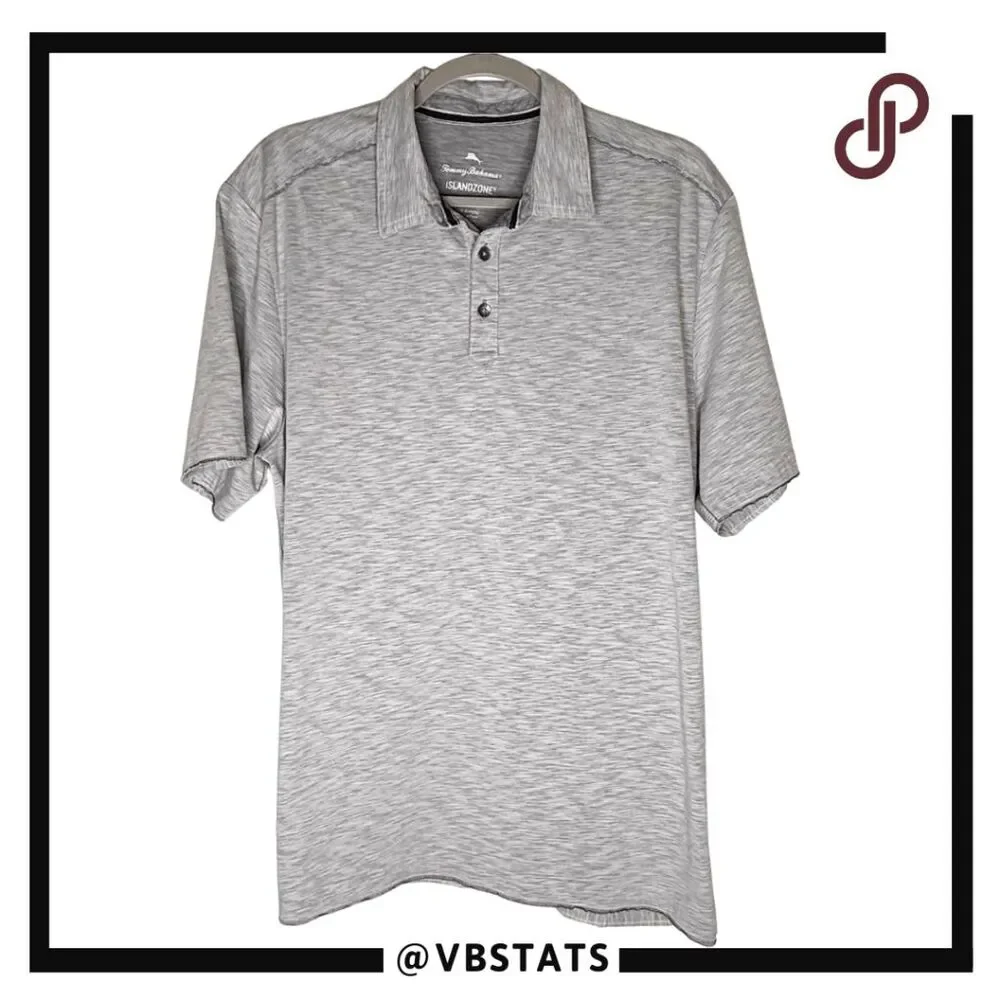 Tommy Bahama Men's IslandZone Fray Day Harbor Polo Shirt Heather Gray Size Large